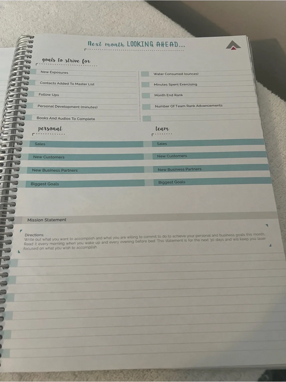 Planner The High Achiever's Annual Playbook - Teal Spiral calendar unused